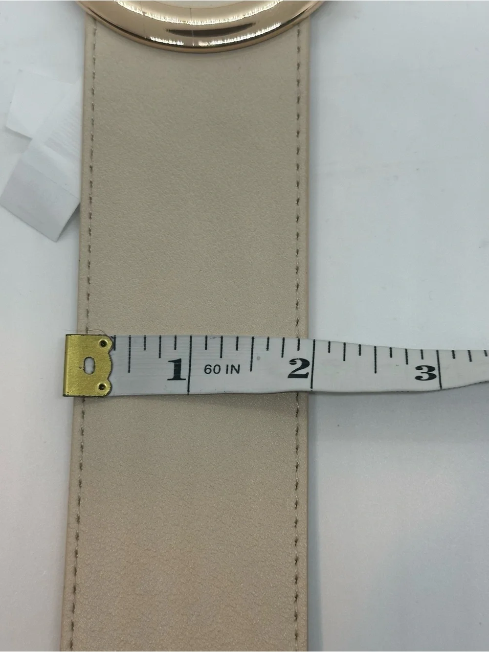 NWT Anne Klein Ivory Gold Circle Buckle Stretch Belt M/L